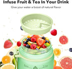 32oz Motivational Water Bottles with Time Marker & Fruit Strainer, Transparent Gradient Color Water Bottle with Times to Drink, Leakproof & BPA Free, Reusable Bottle with Strap (No Straw)