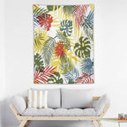 ICMOLYYENLO Boho Green Leaves Tapestry, Mid Century Abstract Tropical Palm Leaves Modern Minimalist Geometric Wall Hanging, Neutral Home Decor Art for Living Room Bedroom Dorm 40x60 Inch