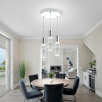 OKELI Dimmable LED 3-Light Pendant Light for Kitchen Island, 18W 1350LM Modern Bubble Crystal Island Light Fixture,6000K, Electro-Chrome, Easy Installation, Round