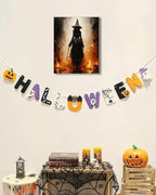 Halloween Canvas Wall Art - Vintage Witche Poster, Gothic Dark Academia Wall Decor, Spooky Halloween Decor for Living Room, Bedroom & Bathroom, Framed Fall Decorations Indoor