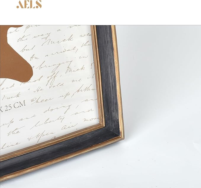 AELS 8x10 Inch Vintage Picture Frame, Elegant Antique Photo Frames with Glass Front, Photo Display, Tabletop Wall Hanging, Gift Ideas, Black with Gold Trim
