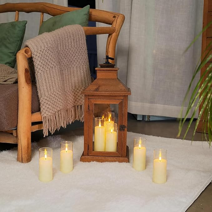 Homemory Ivory Acrylic Flameless LED Candles, Battery Operated with Remote Control and Timer, Electric Fake Candles for Wedding, Home Decor, Set of 9