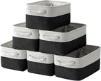 TheWarmHome Storage Bins for Shelves - 6 Pack 11.8x7.8x5.2 inch Collapsible Storage Cubes, Basket for Gifts Empty Closet Organizing Dog Toy Box (White & Black)