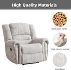 CANMOV Manual Recliner Chair Set of 2, Classic and Traditional Manual Recliner Chair with Comfortable Arms and Back Single Sofa for Living Room, White Grey