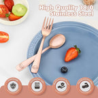 DRKIO Stainless Steel Toddler Utensils Set - 6 Pieces Kids Silverware Set Children Safe Food Grade Small Forks and Spoons Dishwasher Safe Mirror Polished