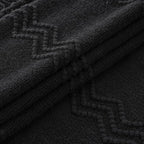 MIULEE Black Knitted Throw Blanket for Couch Textured Knit Blanket with Tassels Cozy Woven Boho Bed Blanket for Sofa Bed Chair Acrylic Wave Pattern 50"x60"