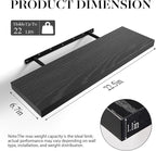 BAYKA Floating Shelves for Wall, 22.5 inches Wall Mounted Rustic Wood Shelves for Bathroom, Bedroom, Living Room, Floating Shelves for Books/Storage/Decor (Black,Set of 3)