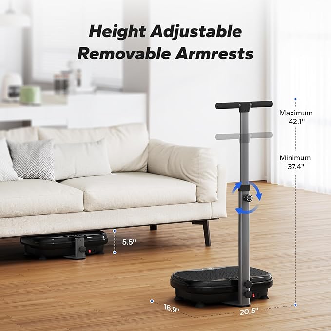 MERACH Vibration Plate Exercise Machine, Vibration Plate for Lymphatic Drainage Weight Loss, Vibrating Plate Exercise Machine with Handrails, Exercise Equipment for Women Men Home