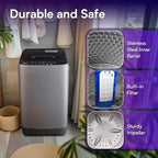 Portable Washing Machines 17.8LBS Full Automatic Clothes Washer and Spinner Combo with 10 Programs and 8 Water Levels, Compact Laundry Wash Spin Dryer for Apartment RV Dorm Home, Grey