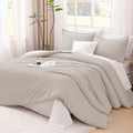 Litanika Comforters Super King Size Linen, 3 Pieces Lightweight Solid Bedding Set & Collections, All Season Fluffy Bed Set (120x120In Comforter & 2 Pillowcases)