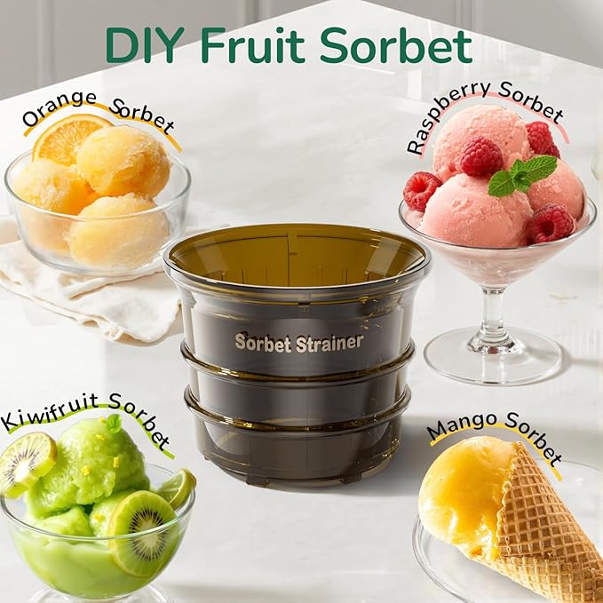 Canoly C16 Cold Press Juicer, 6" Extra Wide Feed Chute, 3-IN-1 Strainers (Juice & Sorbet & Nut Milk), Powerful AC Brushless Motor, Self Precut System, Juicer Machines with BPA-Free (Space Gray)
