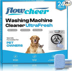 Washing Machine Cleaner, Septic Safe Washer Descaler Tablets for Removing Pet Hair, Odors, Residue, Suitable for HE Front Loader, Top Load, 1 Year Supply, 24 Pack (For Pet Owner)