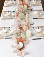 DearHouse Pumpkin Fall Maple Leaf Garland, 6Ft Hanging Vine White Maple Garland Artificial Autumn Foliage Thanksgiving Decor for Home Wedding Fireplace Party Christmas