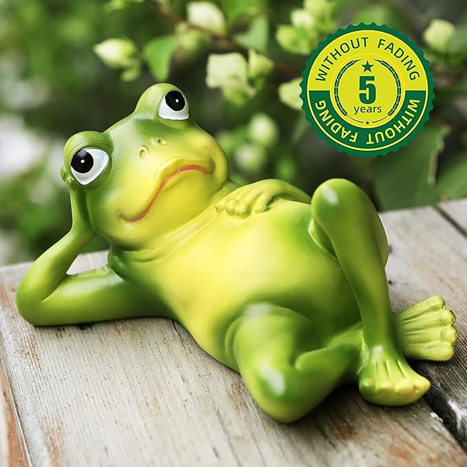 Frog Figurine Garden Decor Set of 3, Funny Lazy Frog Garden Statues Yard Decoration Outdoor Holiday Decorations, Unique Yart Art Outdoor Lawn Ornament for Outside Pond Pool Patio Front Porch Backyard