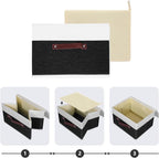 ANMINY Storage Boxes with Lids Washable Decorative Storage Bins Basket with PU Leather Handle Foldable Linen Fabric Storage Cubes Containers for Home Closet Organizer - Black White, Small Size