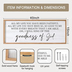 Goodness of God Framed Wall Art, 40''×15'' Positive Religious Natural Bible Verse for Christian God Jesus Christ Prayer, Vintage Rustic Long Holy Catholic Scripture Decor