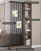 Wall Room Divider, Storage Cabinet Storage Display with Shelves, Modern Freestanding Wood Room Divider Screen, Wall Privacy Screens for Home Decorative (Grey Oak+Black,39.5" L x 9.5" W x 79.5" H)