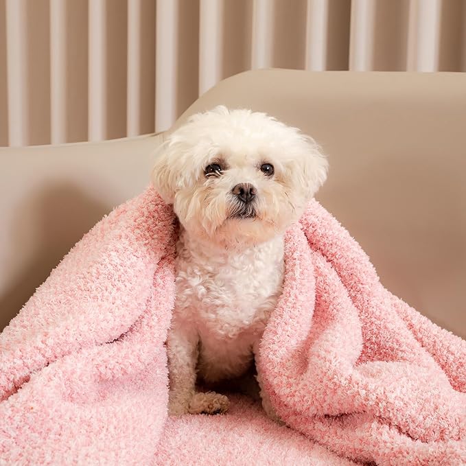Snuggle Sac Heather Pink Throw Blanket for Couch, Reversible Super Soft Blankets Warm Cozy Knit Fuzzy Plush Lightweight Throws for Sofa, Bed, Camping,Heather Pink, 60x80
