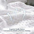 PHF Cooling Waffle Blanket Queen Size, Lightweight 60% Rayon Derived from Bamboo & 40% Cotton Breathable Blanket for Hot Sleepers, Soft and Luxury for Bed Couch and Sofa, 90"x90", White