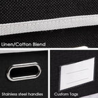 PRANDOM Storage Boxes with Lids [3-Pack] Fabric Collapsible Storage Bins Organizer Containers Baskets Cube with Cover for Home Bedroom Closet Office Nursery Black（11.4X8.6X6.7