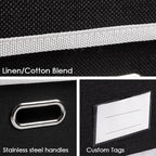 PRANDOM Large Foldable Storage Box with Lid [1-Pack] Fabric Collapsible Storage Bin Organizer Container Basket Cube with Cover for Home Bedroom Closet Office Nursery Black (17.7x11.8x11.8)