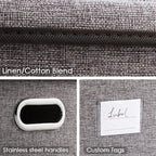 PRANDOM Collapsible Storage Containers with Lids [5-Pack] Linen Fabric Foldable Storage Bins Boxes Organizer Baskets Cube with Cover for Home Bedroom Closet Office Nursery (14.9x9.8x9.8)