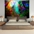 Delur Forest Tapestry Tree of Life Tropical Rainforest Tapestry Wall Hanging Colorful Nature Landscape Mystical Psychedelic Spiritual Headboard for Bedroom Living Room Home Decor (70.8" x 92.5")