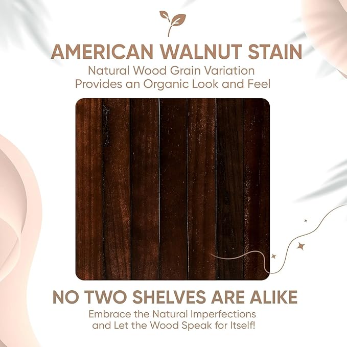 Homeforia Walnut Floating Bathroom Shelves, High End Solid Real Wood 16 inch Small Floating Shelf for Wall Mounted, Dark Brown 16inch Floating Shelves, Heavy Duty Bracket, 16 X 6.5 X 1.75 in, Set of 3