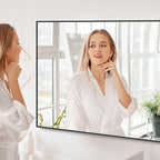 Black Bathroom Mirror for Wall, 30x48 Inch Rectangle Mirrors with Metal Frame, Modern Vanity Wall Mirror Decor for Bathroom Living Room, Entryway Hangs Horizontal or Vertical