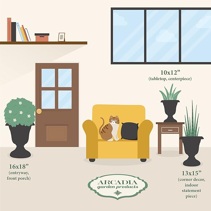 PL10CP Classic Traditional Plastic Urn Planter Indoor/Outdoor, 15" x 13", Brushed Copper