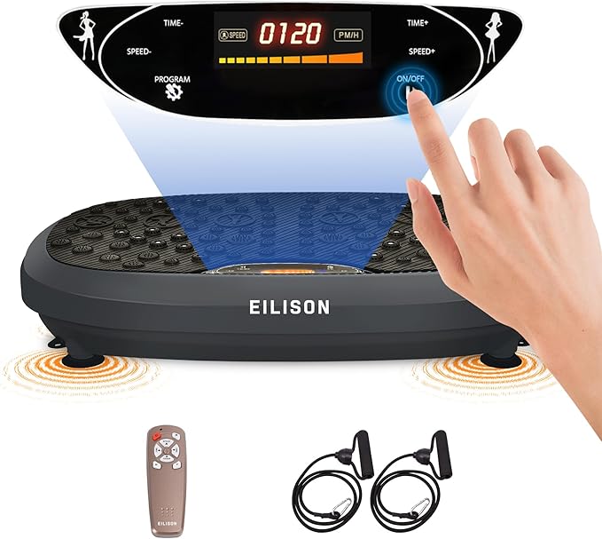 EILISON FitMax 3D XL Vibration Plate Exercise Machine - Whole Body Workout Vibration Platform w/Loop Bands - Lymphatic Drainage Machine for Weight Loss, Shaping, Wellness, Recovery
