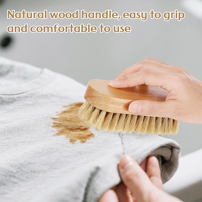 3 Pcs Wood Laundry Stain Brush Stain Remover Brushes with Boar Bristle Small Stain Brush for Clothes for Scrubbing Stains from Furniture Fabric Leather(3 Pcs F)