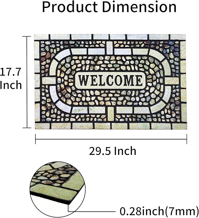 Door Mat Welcome Mat, Heavy Duty Door Mat 17.7 x 29.5 Inch Front Door Mat Rug Doormat for Outdoor Entrance Home Non-Slip Rubber Rug for Front Door, Outside, Entryway, Patio (Yellow Welcome)