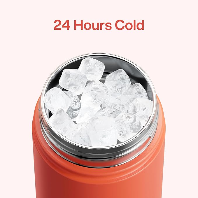 Insulated Water Bottle with Straw Stainless Steel Water Bottle, Leak-Proof, BPA-Free, Double Wall Vacuum Keeps Cold for 24 Hours for Sports, Travel, School (18 oz, Tawny Orange)