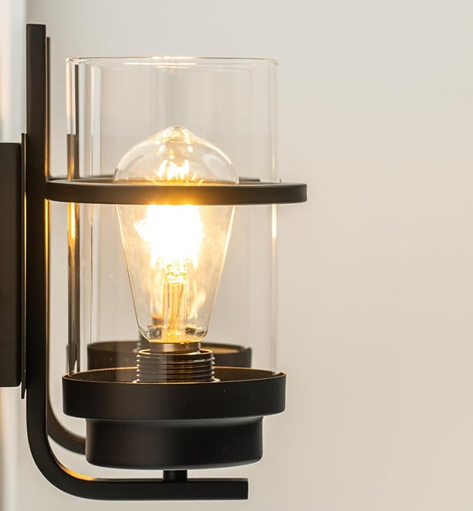 Bathroom Vanity Light Fixtures,2 Light Bathroom Vanity Lights,Black Farmhouse Sconce Over Mirror(Bulbs not Included)