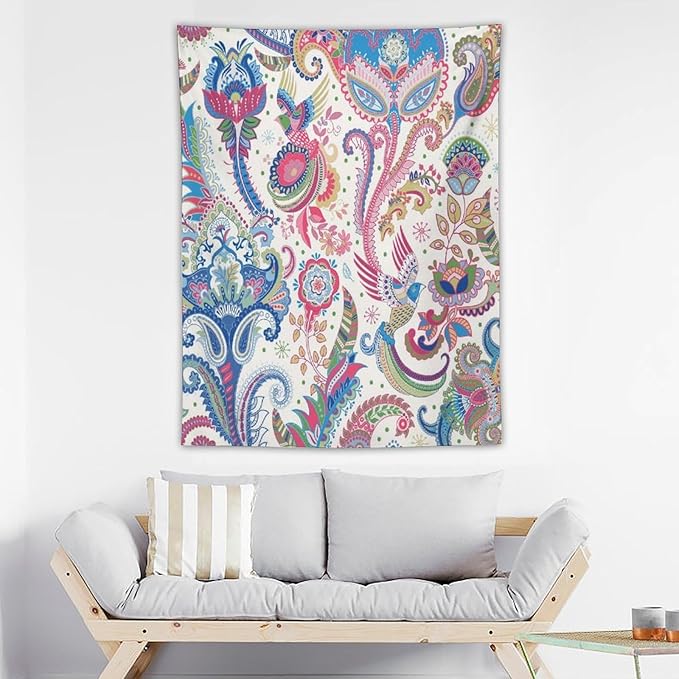 ICMOLYYENLO Boho Green Leaves Tapestry, Mid Century Abstract Tropical Palm Leaves Modern Minimalist Geometric Wall Hanging, Neutral Home Decor Art for Living Room Bedroom Dorm 30x40 Inch