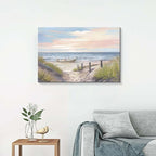 cozy country Ocean Wall Art 36"x24" - Coastal Pictures Beach Canvas Decor - Seashore Artwork Seascape Hand Painting for Bedroom, Sea House