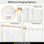 MYSKY HOME Floor to Ceiling Curtains 102 Inches White Sheer Window Drapes 2 Panel Sets Back Tab Draperies Linen Look Boho Fabric, Soft Cotton Blend Light Filtering for Living Room