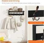 Homode Coat Rack with Shelf, 24" Coat Hooks Wall Mounted with Shelf, Wooden Hanging Coat Hanger with Tri Hooks for Entryway, Bathroom, Mudroom, Bedroom, Black