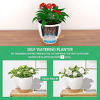 ZMTECH 10 Inch Hanging Planters for Indoor Outdoor Plants, 2 Pack Self Watering Hanging Plant Pots with Drainage Holes and Removable Saucer, Plastic Flower Hanging Pots with Watering Lip (White)