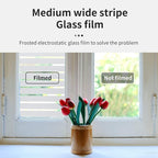 Window Privacy Film with Installation Tools, Stripe Window Film, Static Cling, Anti UV, Heat Control, Ideal for Home Shower Office Glass Door (Stripes Pattern, 45.2X314.9Inch)