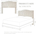 Linen Upholstered Headboard Queen/Full Size Bed Tufted Button Headboard, Featuring High-Density Sponge Padding, Luxury Texture Easy Assembly Comfort and Style-Ivory
