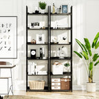 NUMENN Narrow Bookshelf, 6 Tier Bookshelves, Home Office Bookcase Shelf Storage Organizer, Free Standing Storage Shelving Unit for Bedroom, Living Room and Home Office, Black