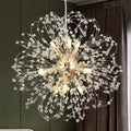 Modern Sputnik Chandeliers for Dining Room, Gold Dandelion Ceiling Hanging Lamp, Round Crystal Beaded Pendant Lights for Bedroom Living Room Farmhouse Kitchen Island (Gold 9Lights)