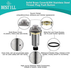BESTILL Garbage Disposal Air Switch Kit, Square Raised Push Button Ideal for Long Nails, Cordless Sink Top Brass Switch for Food Waste Disposer, Brushed Nickel, Compatible with all Garbage Disposals