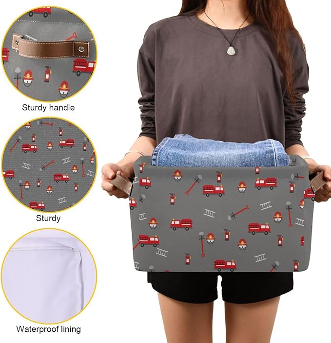 Storage Basket Bin Firefighter Equipment and Tools Organizer Basket Collapsible Shelf Basket Cube with handle for Nursery Bedroom Bathroom