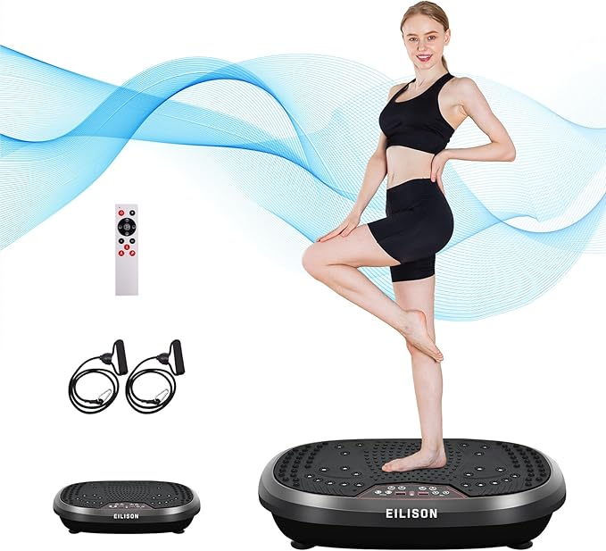 EILISON FitMax 3D XL Vibration Plate Exercise Machine - Whole Body Workout Vibration Platform w/Loop Bands - Lymphatic Drainage Machine for Weight Loss, Shaping, Wellness, Recovery
