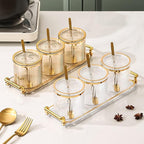 Acrylic Condiment Spice Jars,Condiment Spice Box With Lids and Spoons and Tray,Clear Plastic Condiment Canisters,Seasoning Box 3 Pack,Seasoning Box Set for Kitchen to Storage Salt,Paprika,Sugar