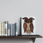 E-View Rustic Owl Figurine - Wood & Iron - Collectible - Home Decor - Brown