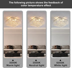 4-Lights Modern Flush Mount Ceiling Light Fixtures,Elegant Crystal Chandelier Pendant Ceiling Lamp for Bedroom,Living Room,Dining Room,Hallway H5.9 x W13.7 x L13.7 (Bulbs Not Included) Square